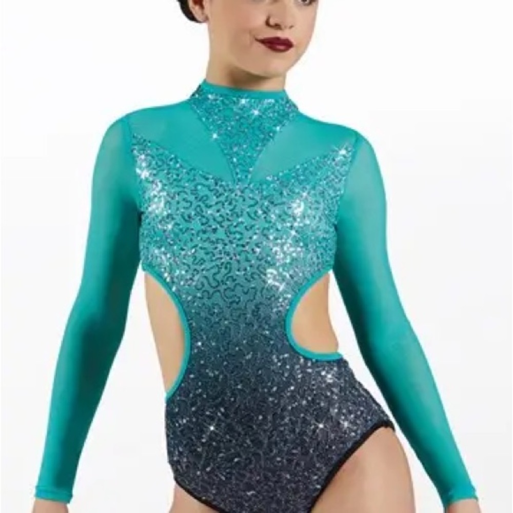 Sparkling Aqua and Silver Dance One Piece